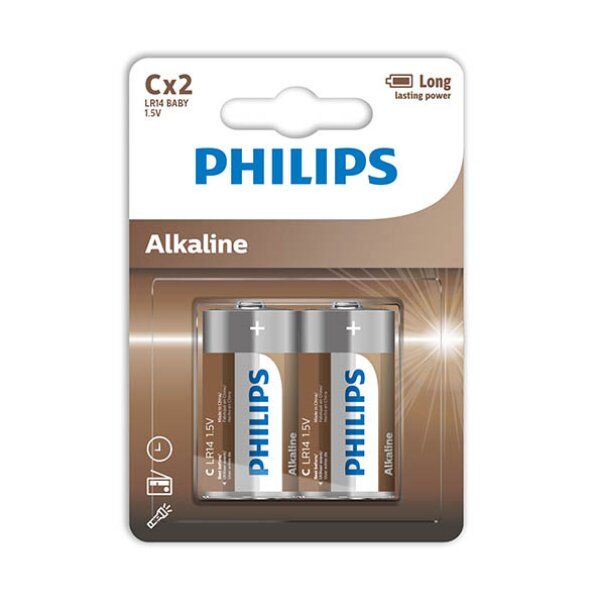 Alkalické baterie C s dlouhou výdrží pro hračky a svítilny PHILLIPS