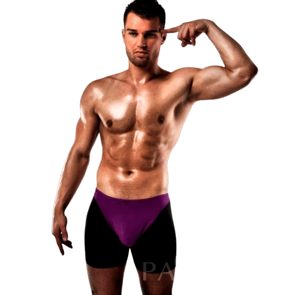 PASSION MEN sexy boxerky 009 ve fialové a černé, S/M