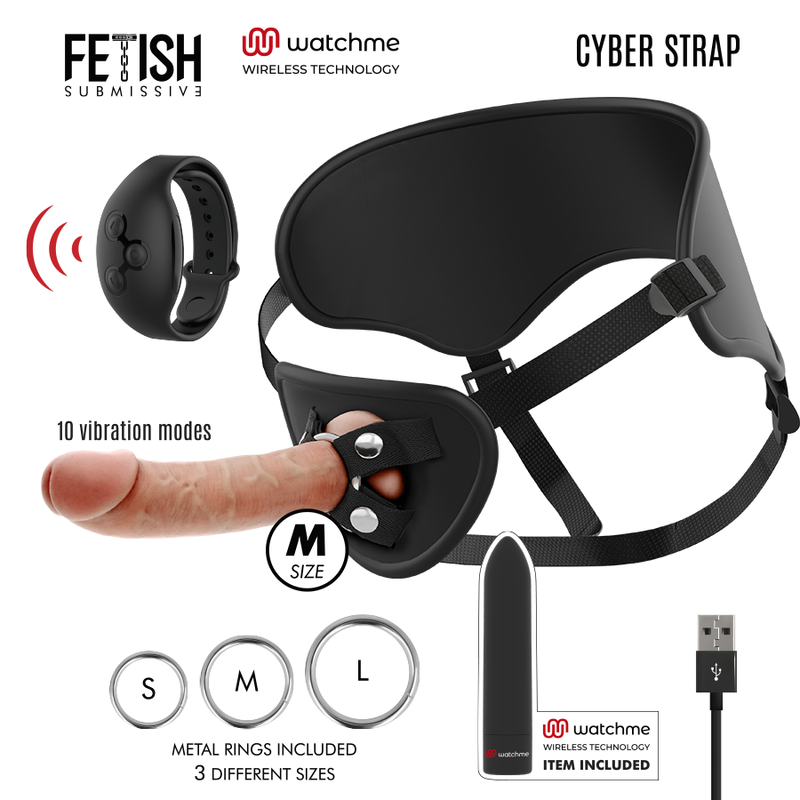 Fetish Submissive Cyber Strap M: sada strap on s dálkovým ovládáním
