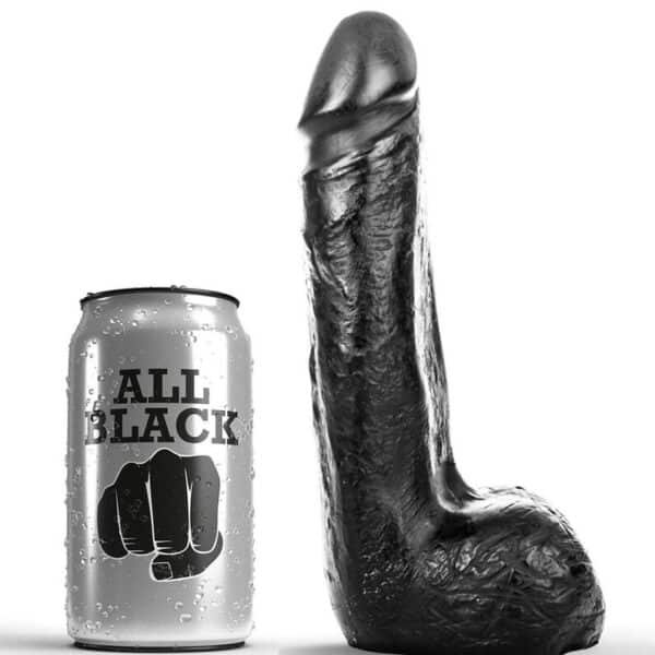 Realistický dildo ALL BLACK z TPR, 20 cm