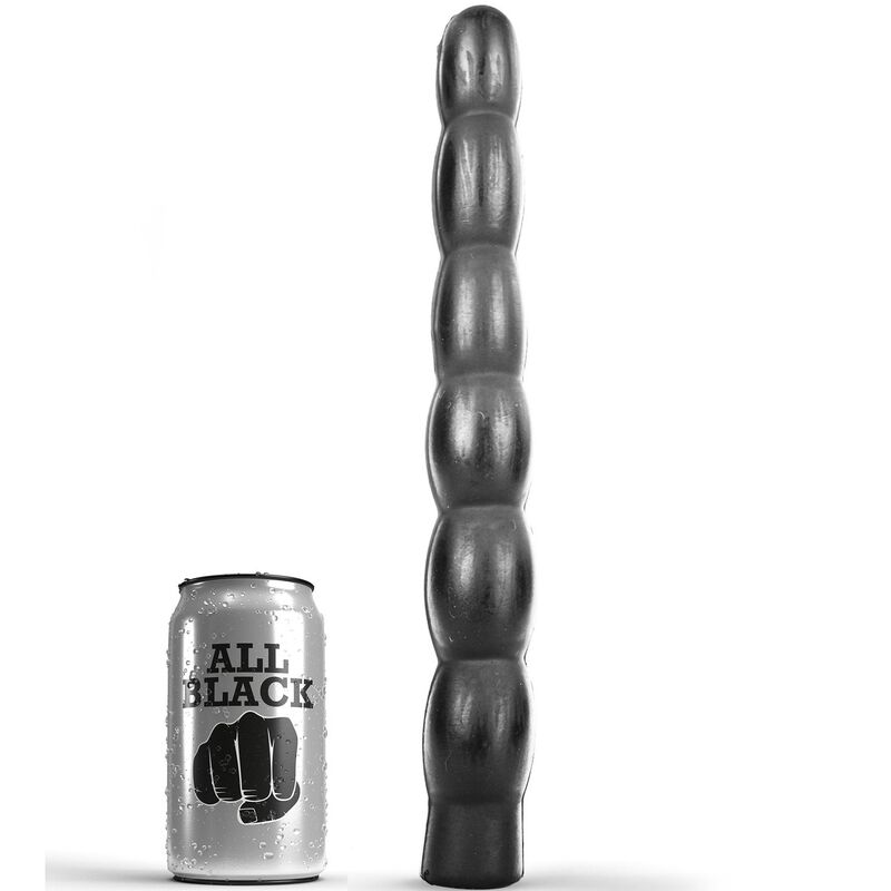 ALL BLACK žebrované anální dildo 32 cm