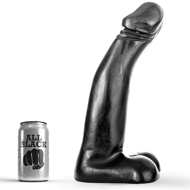 Realistický dildo ALL BLACK, 29 cm