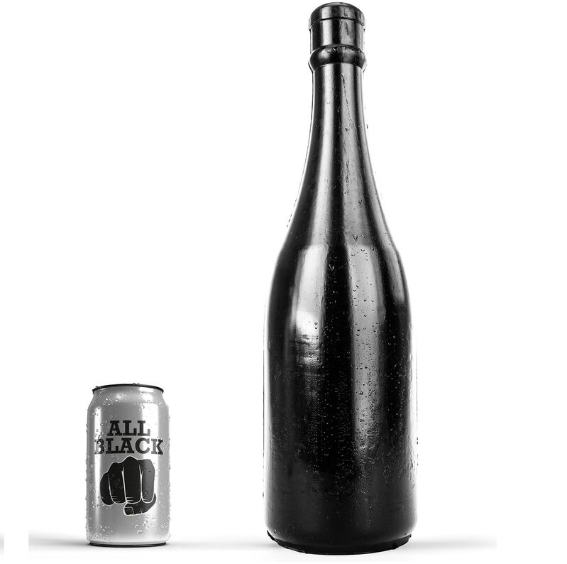 Anální kolík ALL BLACK ve tvaru láhve na šampaňské, 39,5 cm