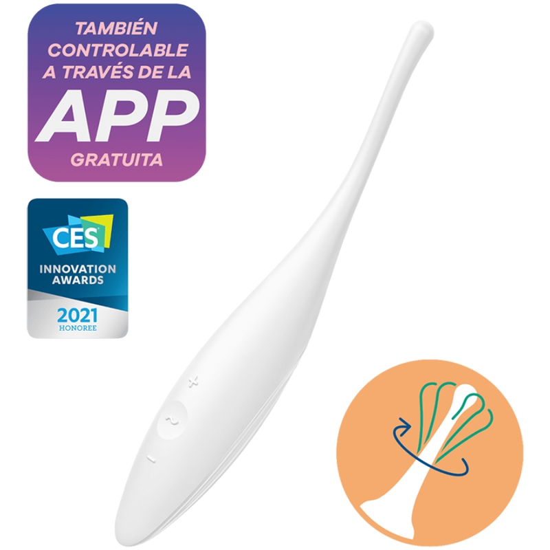 Satisfyer Twirling Joy, vibrátor na klitoris s ovládáním přes aplikaci, bílý