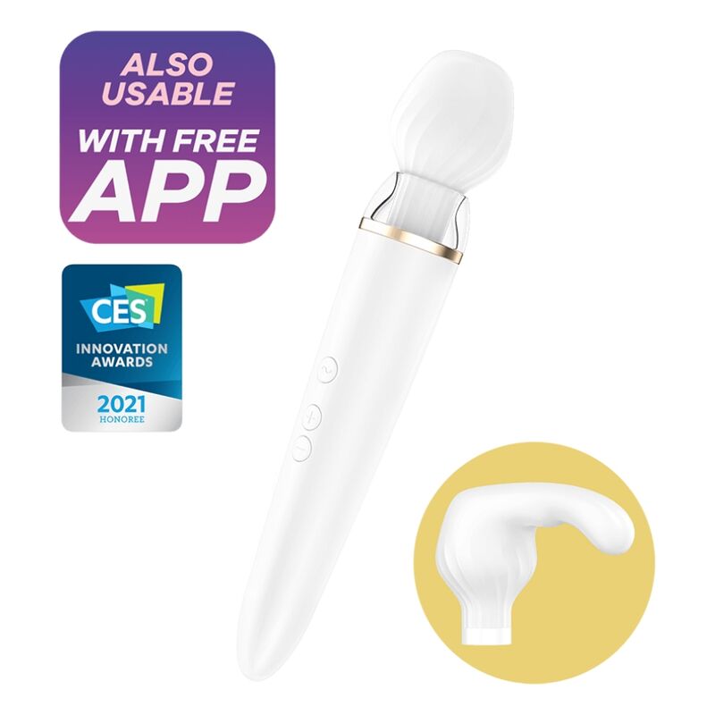 Vibrátor Satisfyer Double Wander s ovládáním přes aplikaci, bílý