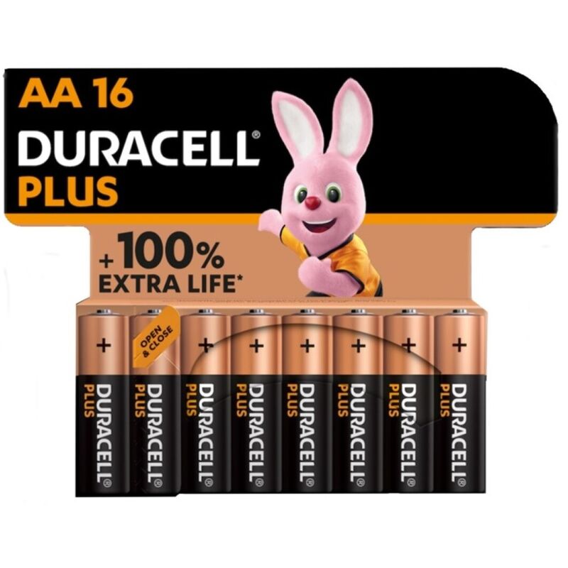 Alkalické baterie AA, balení 16 kusů, dlouhá výdrž pro zařízení DURACELL