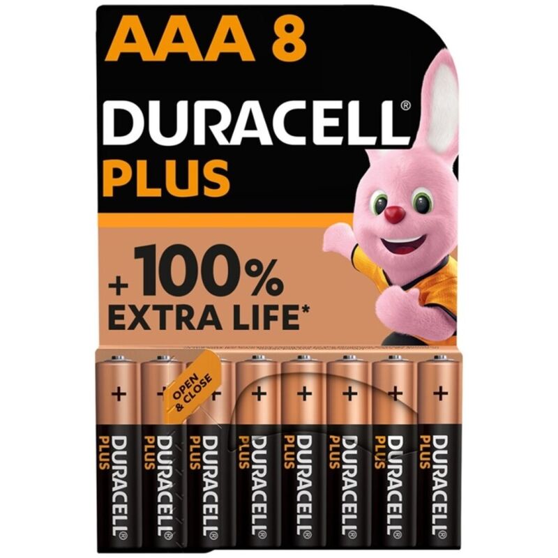Baterie AAA, balení 8 kusů, alkalické LR03 s dlouhou výdrží do domácnosti DURACELL