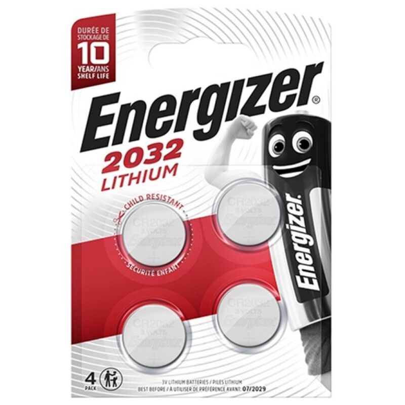 Knoflíkové baterie CR2032 3V, balení 4 ks, dlouhá výdrž pro hodinky a zařízení ENERGIZER