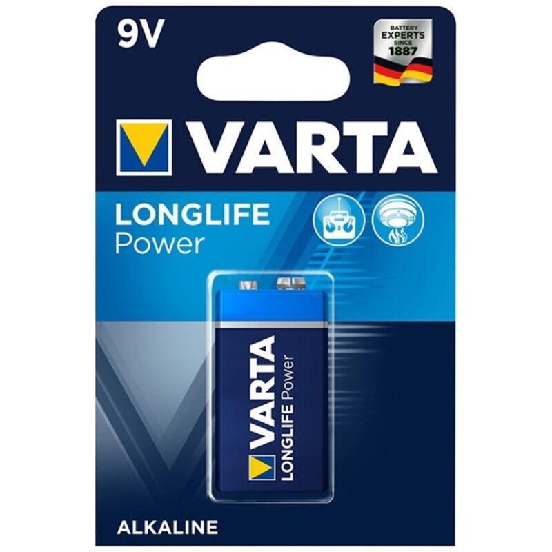 Alkalická 9V baterie s dlouhou výdrží do hlásičů kouře a měřicích přístrojů VARTA