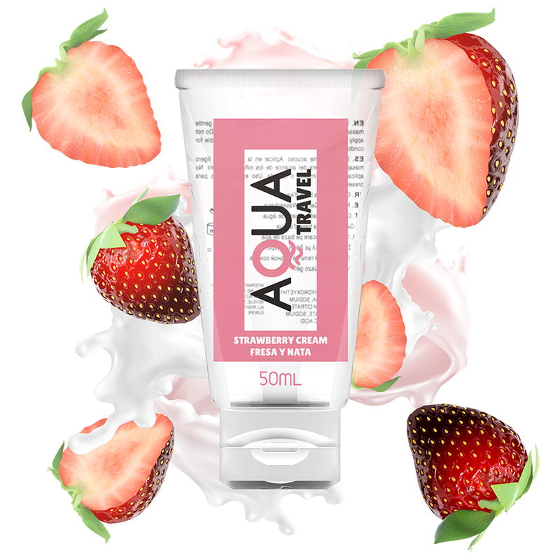 Lubrikační gel AQUA TRAVEL s příchutí jahodové smetany, 50 ml