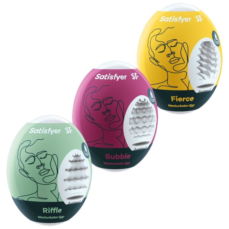 Satisfyer Eggs Riffle, Bubble & Fierce, sada tří masturbačních vajíček