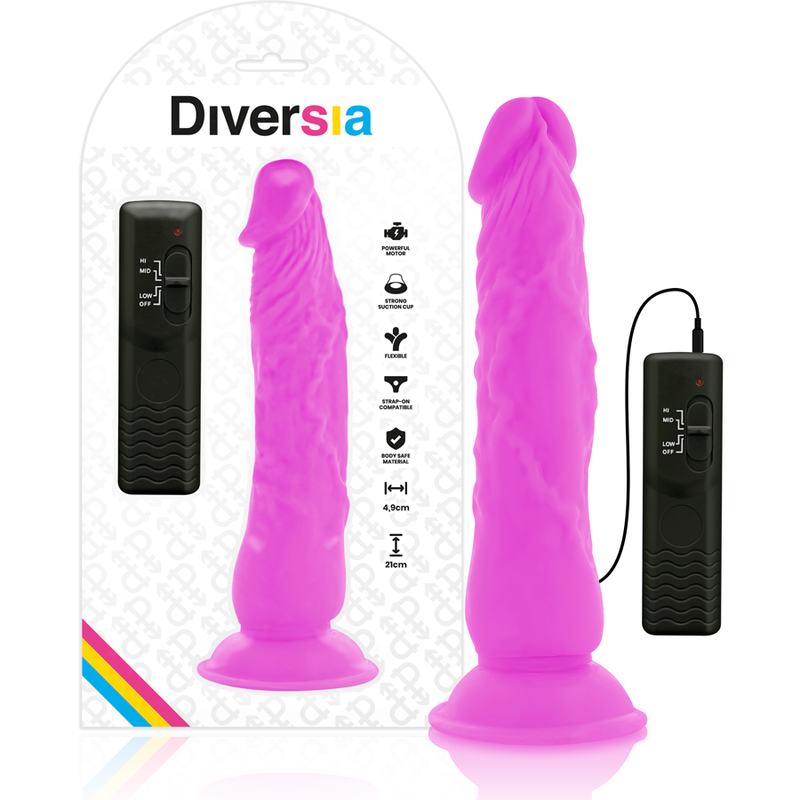 Vibrátor DIVERSIA s ohebnou násadou, 21 cm, fialový