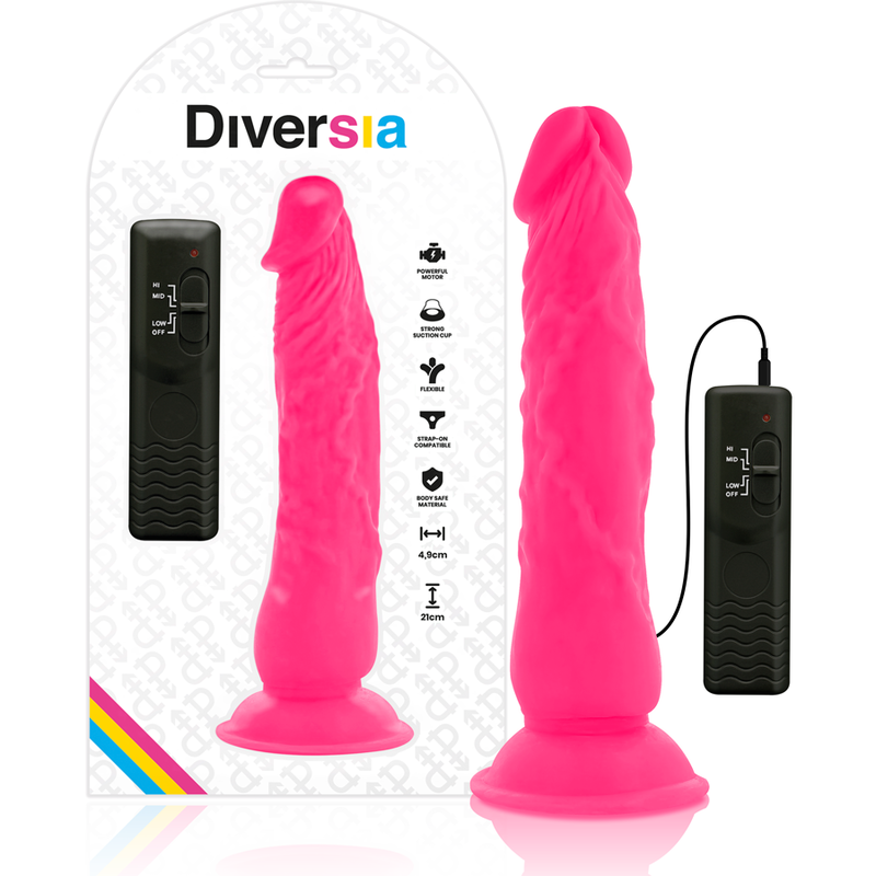Ohebný vibrátor Diversia s ovladačem, 21 cm