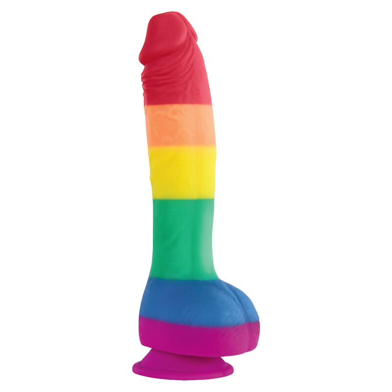Duhové dildo PRIDE s přísavkou, 19 cm