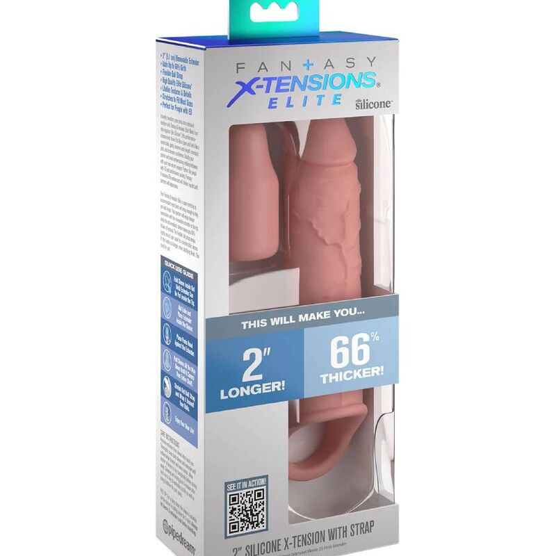 FANTASY X-TENSIONS návlek na penis s páskem, v tělové barvě
