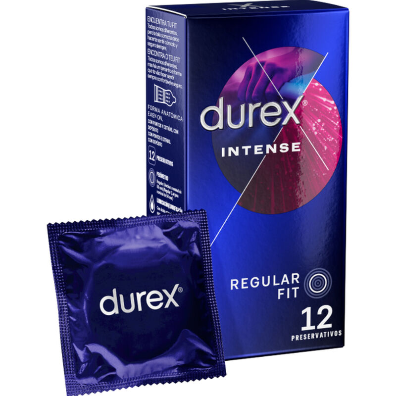 Žebrované kondomy Durex Intense Orgasmic s výstupky, 12 kusů
