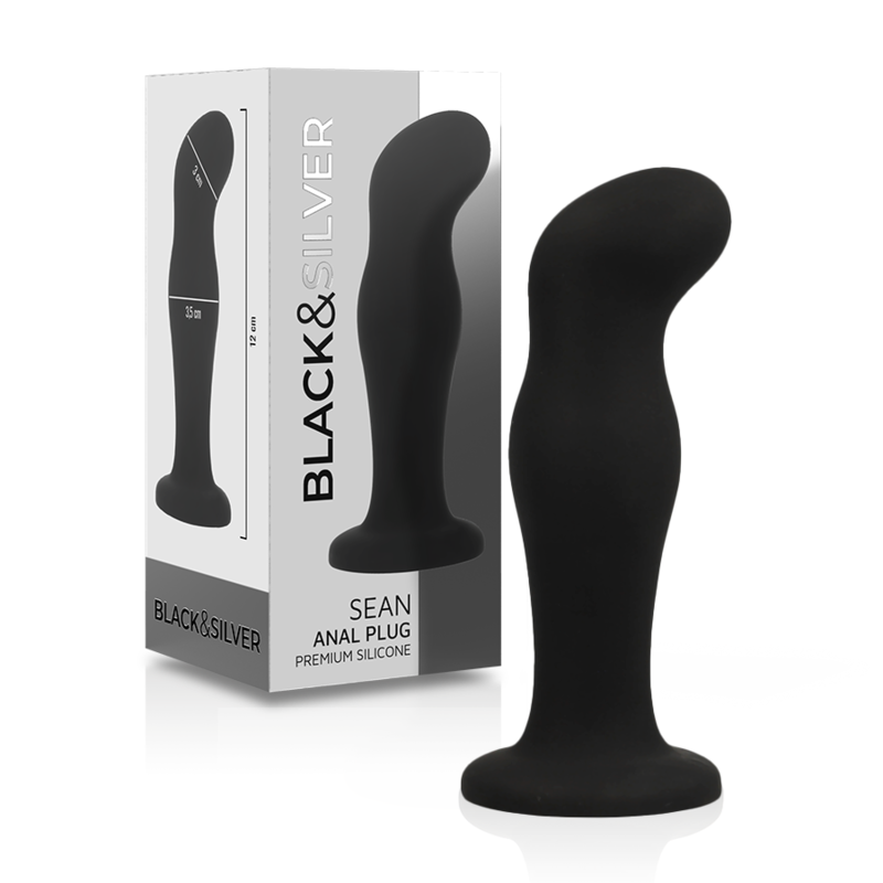 Anální kolík z lékařského silikonu s kuličkovou strukturou pro intenzivní masáž prostaty P BLACKSILVER
