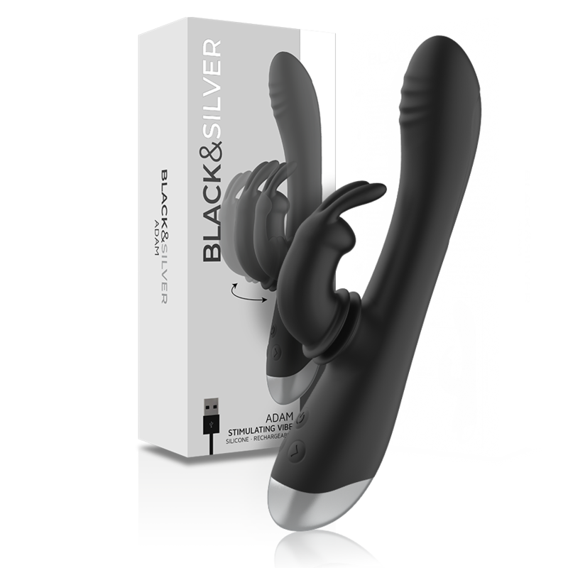 Vibrátor Rabbit s dvojí stimulací a 10 programy, černý BLACKSILVER