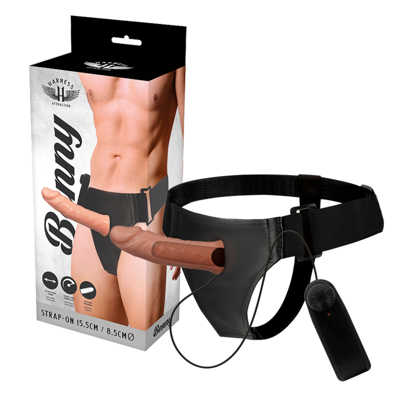 Harness Attraction Benny, nástavec na penis s postrojem a vibrátorem