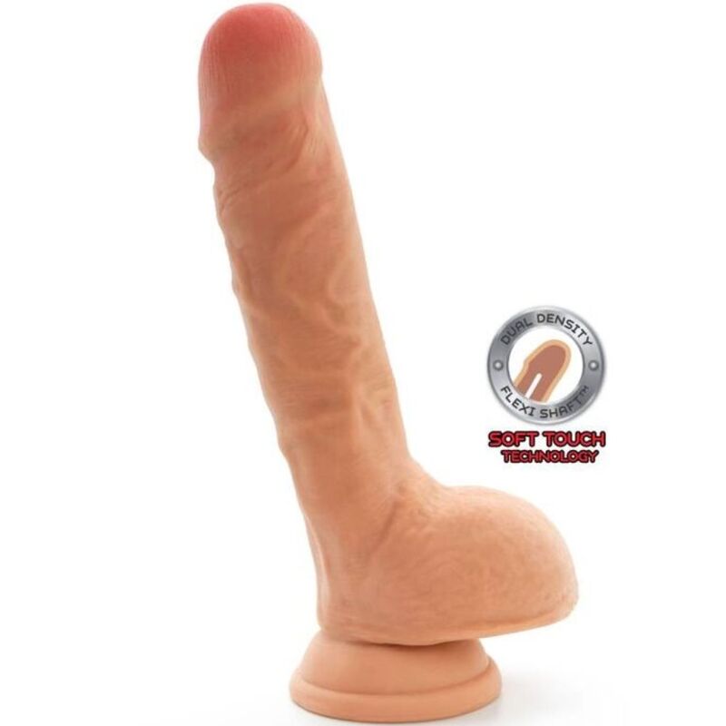 GET REAL dildo s dvojí hustotou a varlaty, 18 cm
