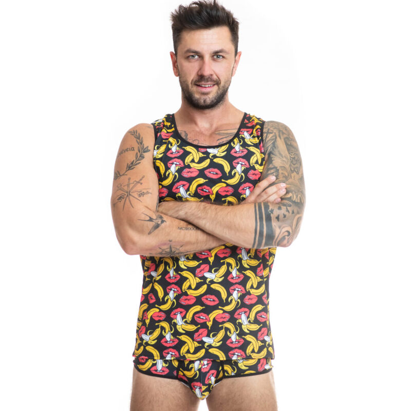 Sexy přiléhavý top z lycry s banánovým potiskem do klubu i na každý den ANAIS