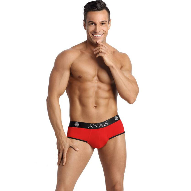Pánský jockstrap s otevřeným zadním dílem z měkkého mikrovlákna, červený a černý ANAIS