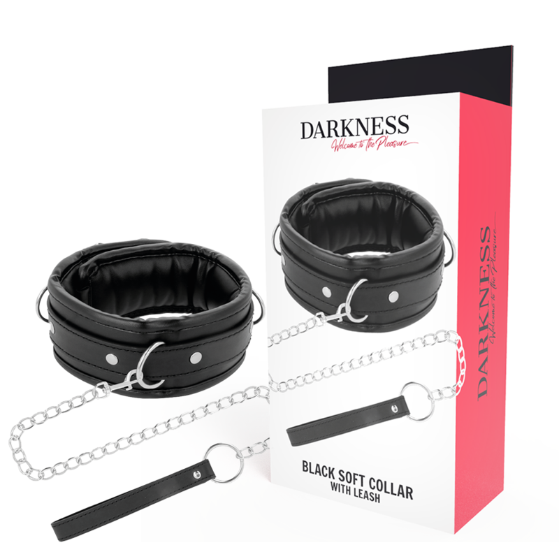DARKNESS BDSM obojek z kůže s řetízkovým vodítkem