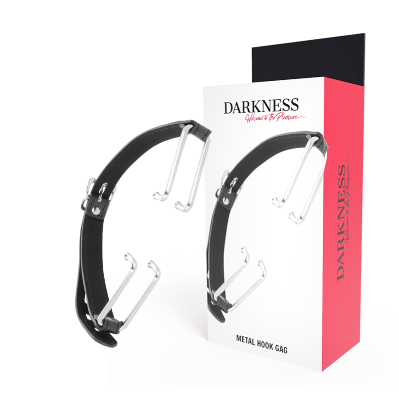 DARKNESS BONDAGE kožený roubík s hákem, černý