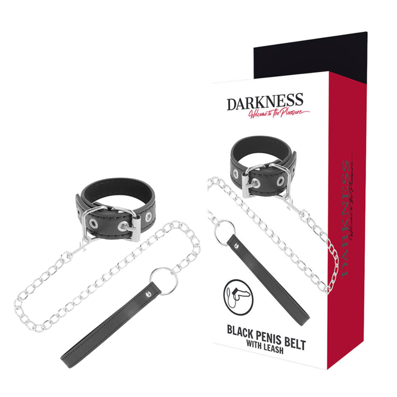 DARKNESS BONDAGE penisový kroužek s řetízkem