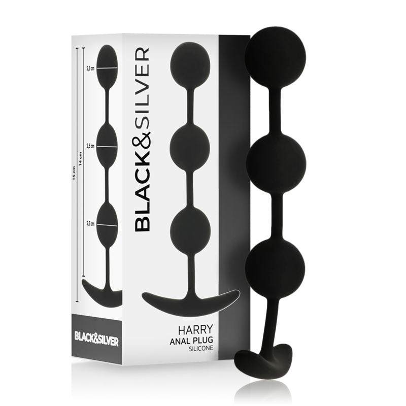 Anální řetízek se 3 silikonovými kuličkami pro jemný anální trénink BLACKSILVER
