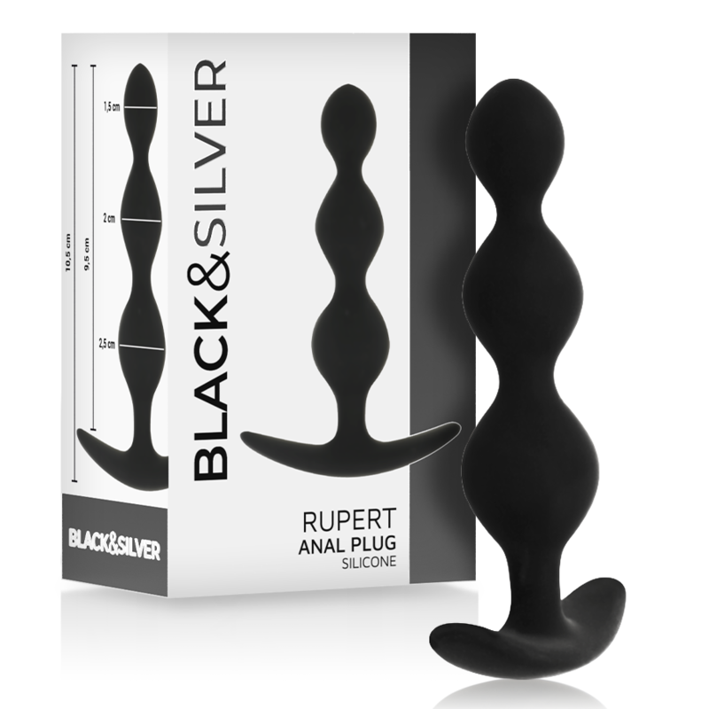 Silikonový anální řetízek s 5 kuličkami pro jemný anální trénink BLACKSILVER