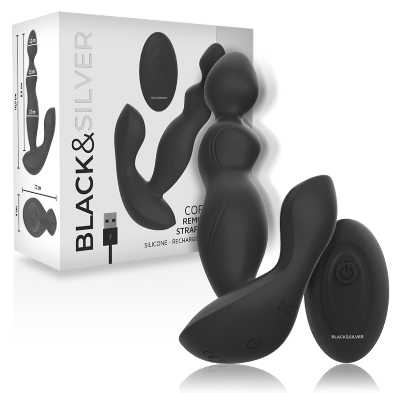 Vibrační anální kolík ze silikonu s dálkovým ovládáním pro intenzivní hluboké prožitky BLACKSILVER