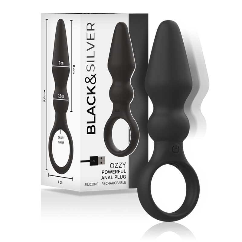Vibrační anální kolík z měkkého silikonu s dvojitou strukturou pro intenzivní potěšení BLACKSILVER