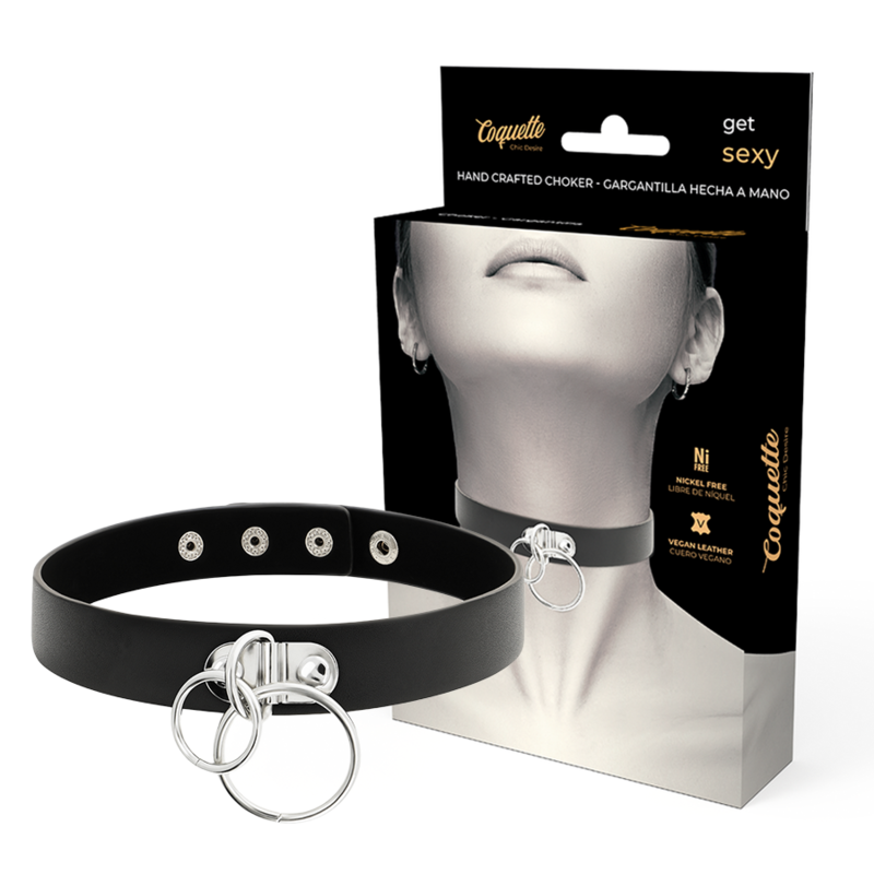 Obojek Coquette Chic Desire BDSM se dvěma kroužky