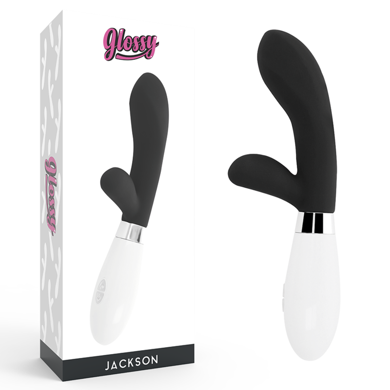 GLOSSY Jackson králičí vibrátor, černý