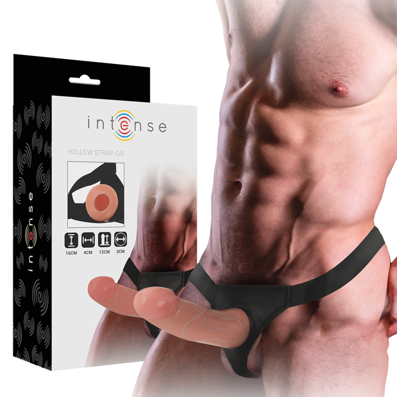INTENSE FOR HIM Strapon souprava s dutým dildem, 16 cm