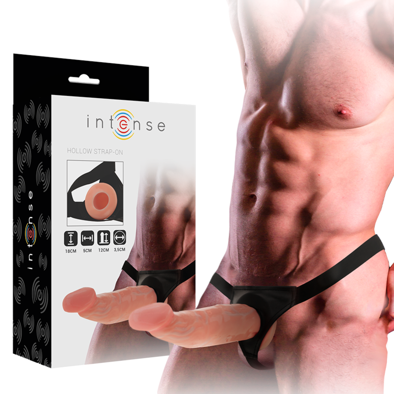 INTENSE FOR HIM Připínací sada s dutým penisem, 18 cm