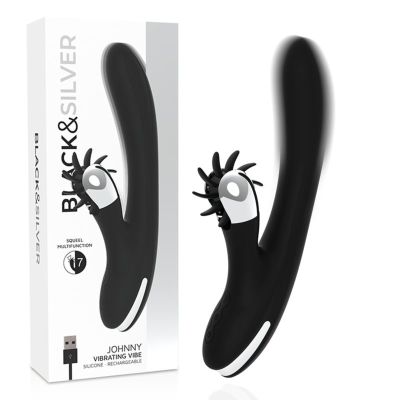Králíčkový vibrátor na G bod se silnými vibracemi 24 cm BLACKSILVER