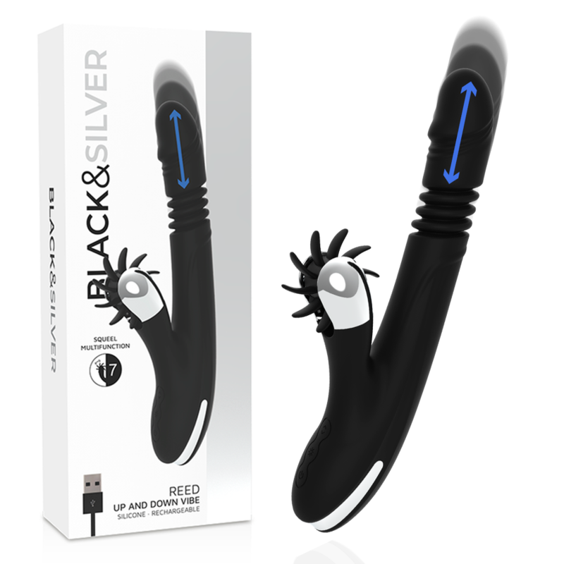 Vibrátor Rabbit s pohybem nahoru a dolů a 7 režimy pro bod G BLACKSILVER