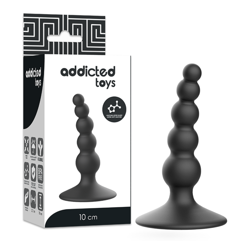 ADDICTED TOYS silikonový anální kolík, 10 cm, černý