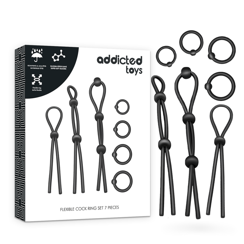 ADDICTED TOYS Sada erekčních kroužků bez vibrací, 7 silikonových kroužků