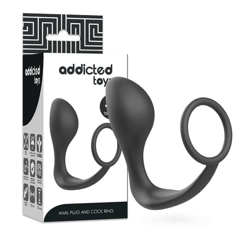ADDICTED TOYS anální kolík s černým silikonovým kroužkem