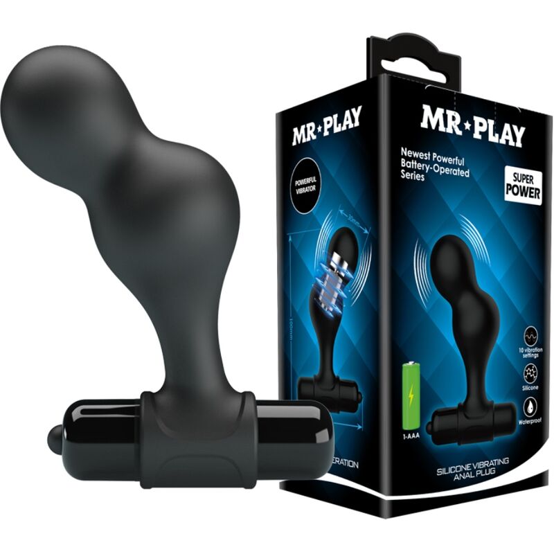 Vibrační anální kolík MR PLAY s modrou bullet vibrací