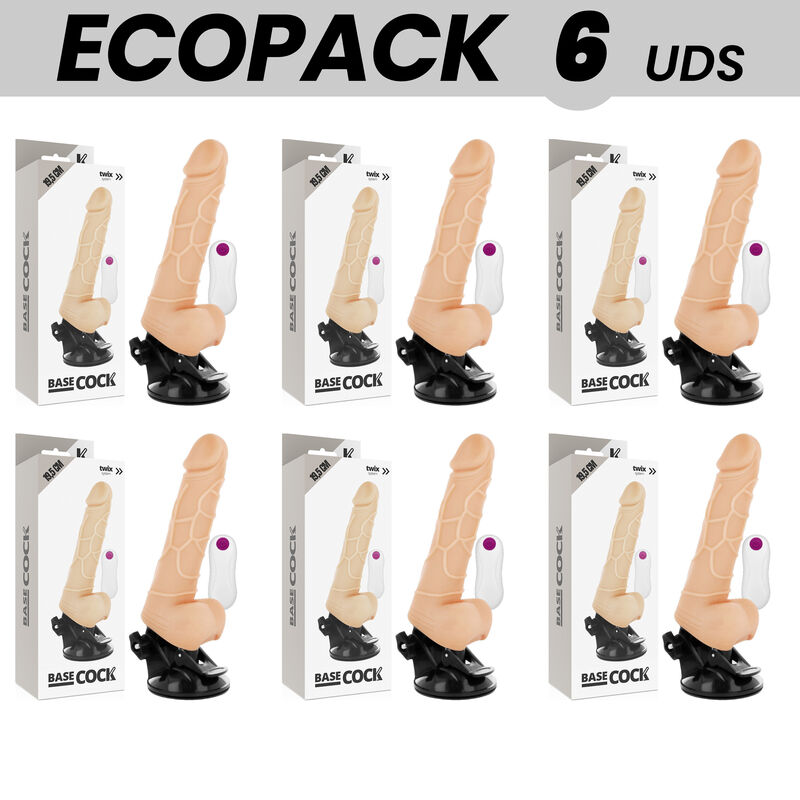 Realistický vibrátor z TPE s dálkovým ovládáním a přísavkou, 12 režimů BASECOCK