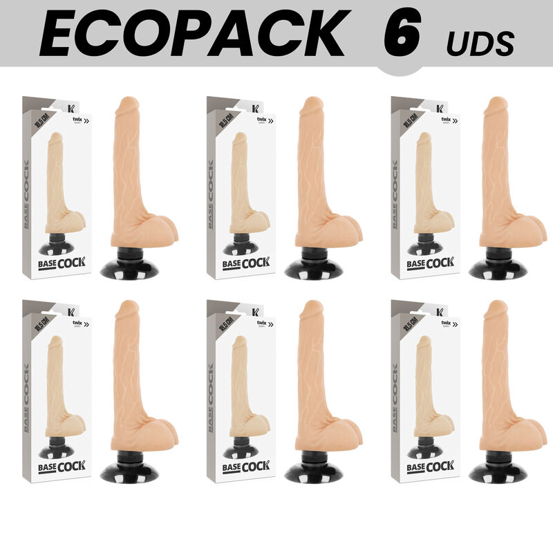 Realistický vibrátor z TPE s přísavkou a pružným návlekem BASECOCK