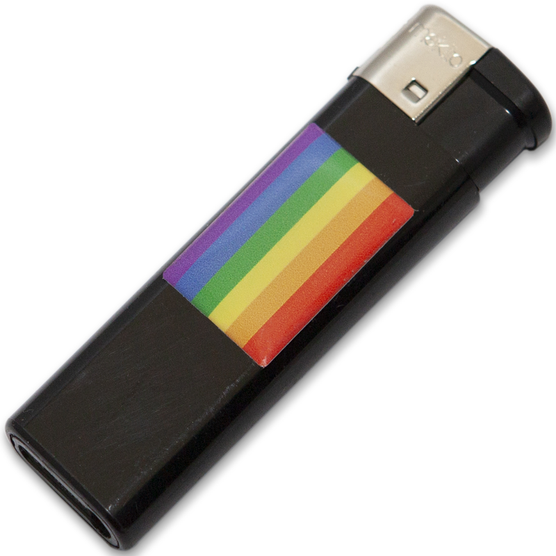 Černý dobíjecí zapalovač PRIDE s LGBT vlajkou
