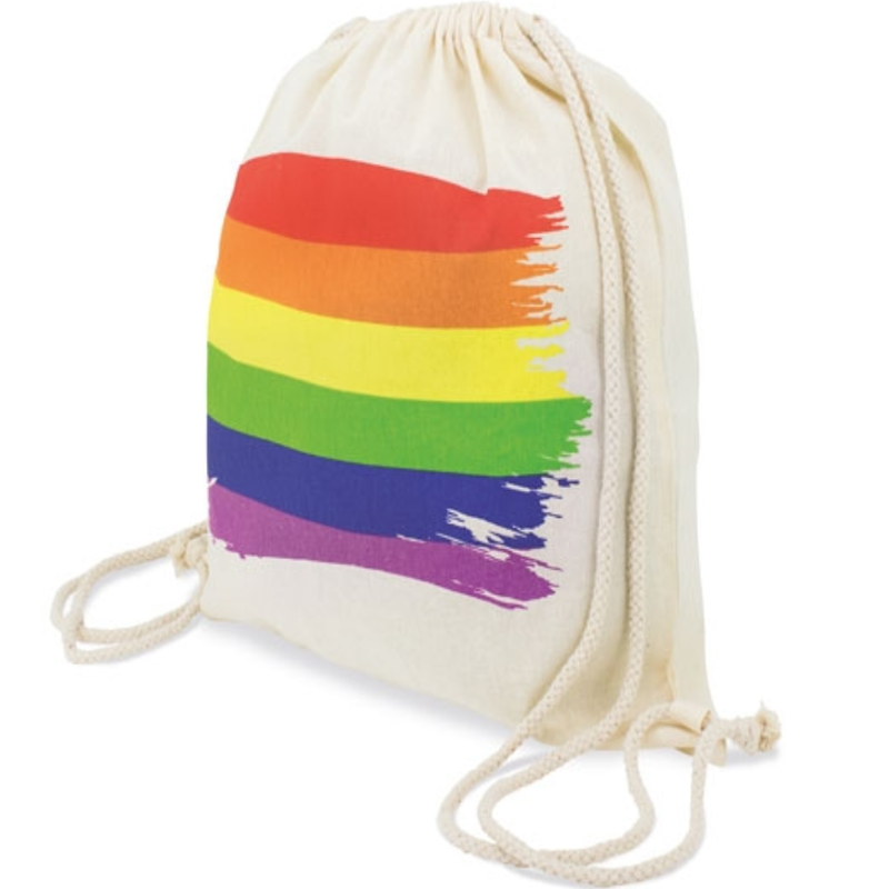 Bavlněný vak na záda s duhovou vlajkou na Pride akce PRIDE