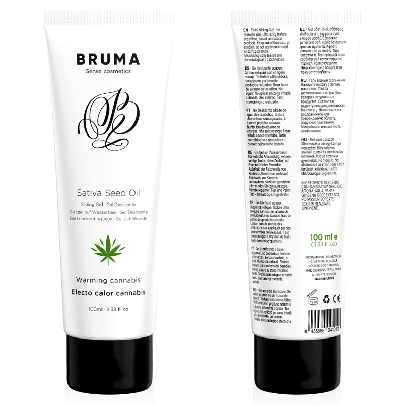 Hřejivý lubrikační gel BRUMA s konopnou příchutí, 100 ml