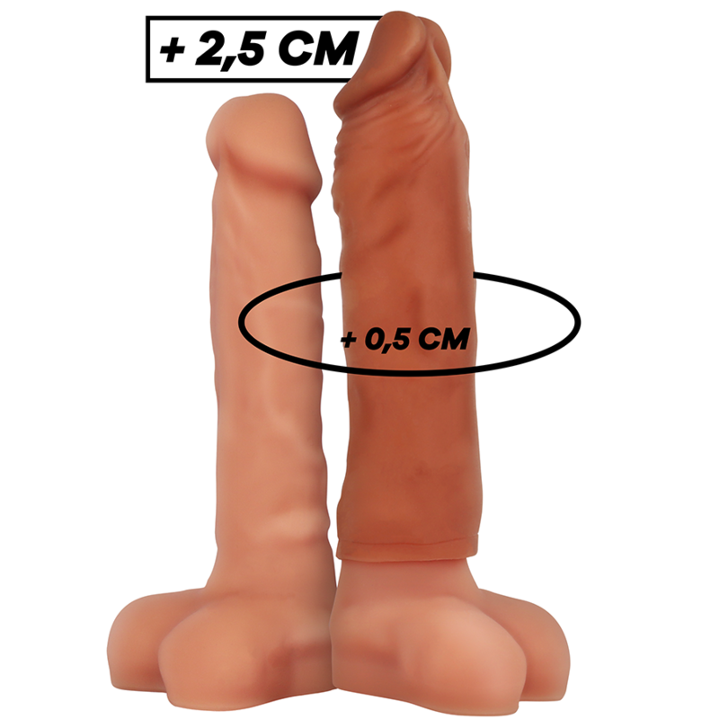 Silikonový návlek na penis VIRILXL V5, hnědý
