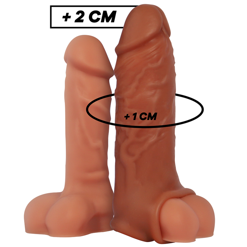 VIRILXL V9 silikonová návleková pomůcka na penis, hnědá